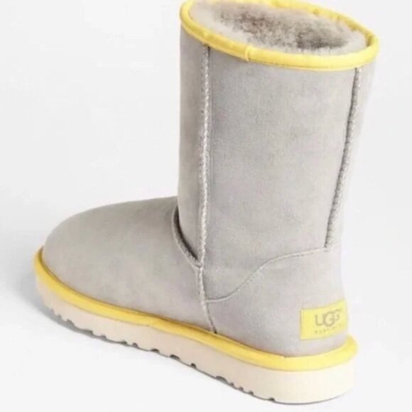 UGG Shoes - Ugg Classic Short II Limited Edition Grey with Yellow Piping Winter Boots, 10